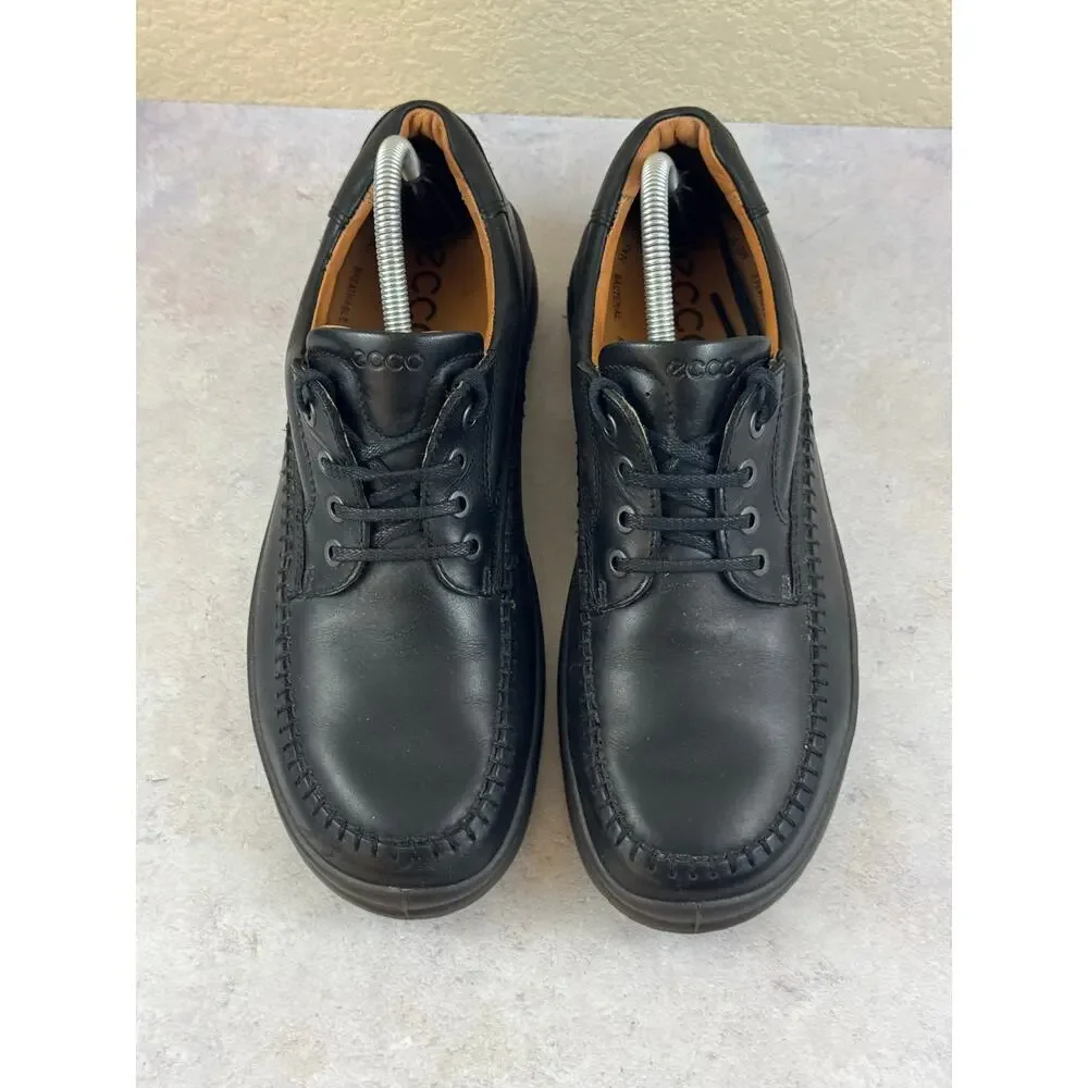 ECCO Seawalker Mens EU 43 US 9.5-10 Black Leather Moc Toe Oxford Walking Shoes